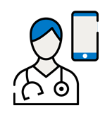 Icono de un médico y un celular.