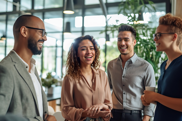 Grupo de negocios conversando